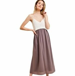 Monk & Lou Meadow Midi Dress Silk Rayon Embroidered White Purple